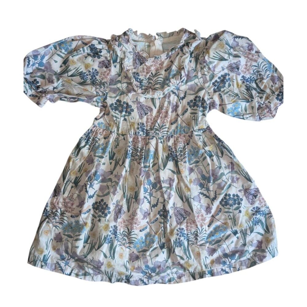 Gingersnaps Girls Floral Puff Sleeve Dress Size 2 Cotton Ruffle Cottagecore